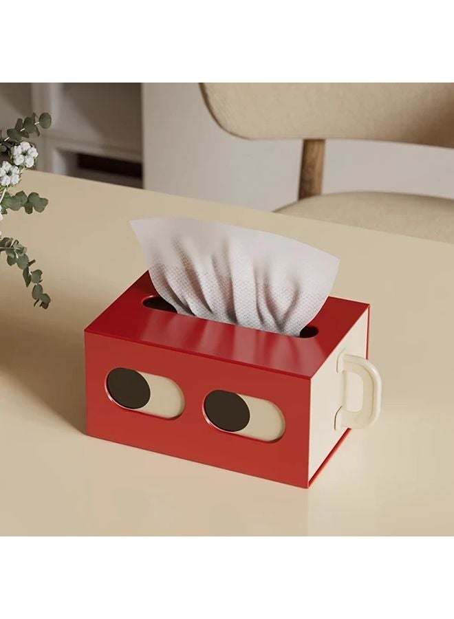 حامل علبة المناديل البلاستيكية ذات الوجه الكرتوني الأبيض - منظف زخرفي متين يوفر المساحة للمنزل والسيارة - Image 1